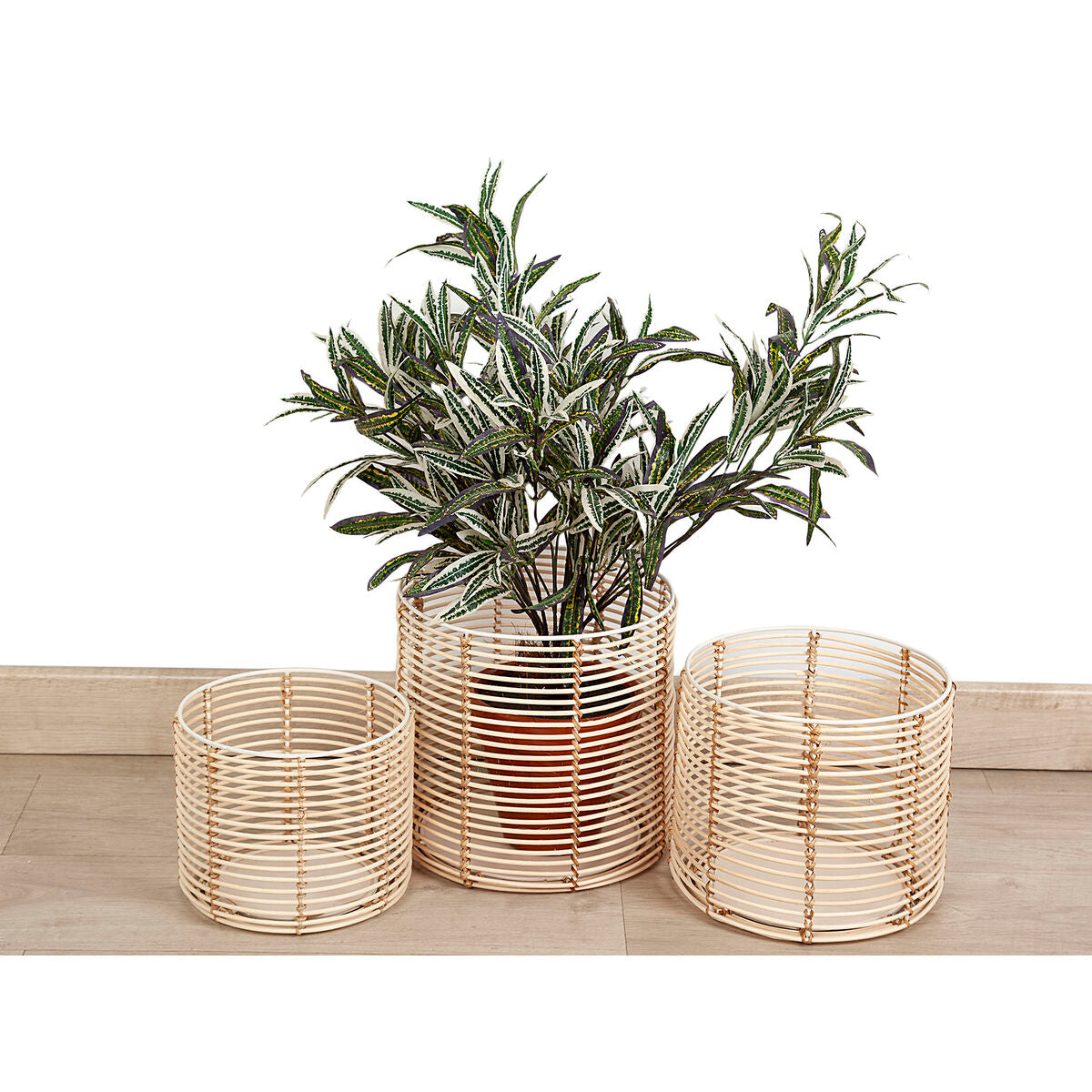 Set of Planters Romimex Natural Rattan (3 Pieces)-1