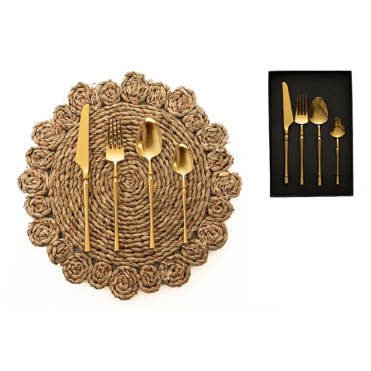 Cutlery set Romimex Golden Metal 25 x 4 x 16 cm 4 Pieces-2