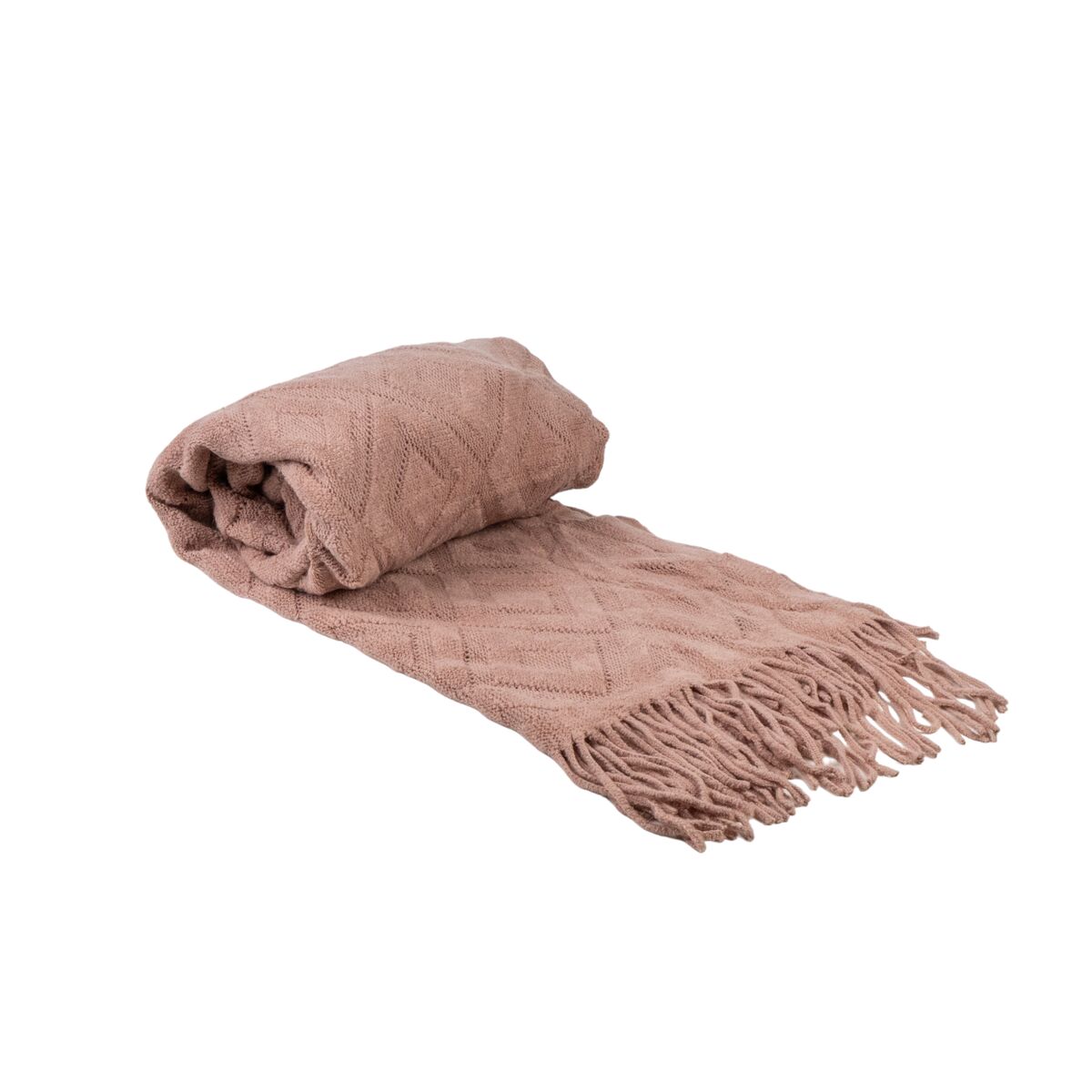 Blanket Romimex Pink With tassles 130 x 200 x 1 cm-0