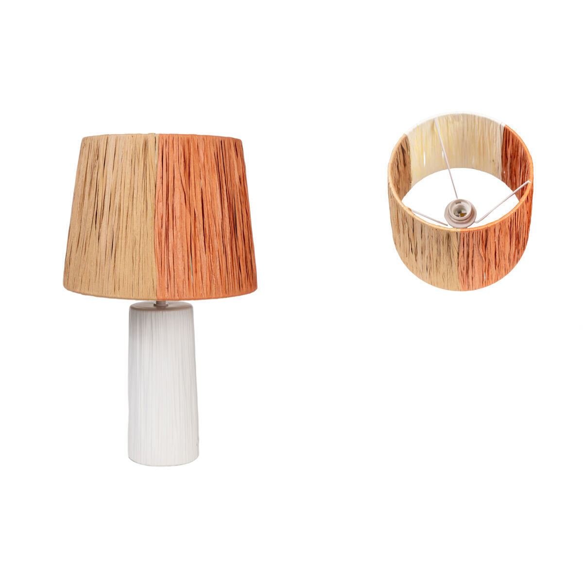 Desk lamp Romimex White Brown Mustard Ceramic 25 x 42 x 25 cm-1