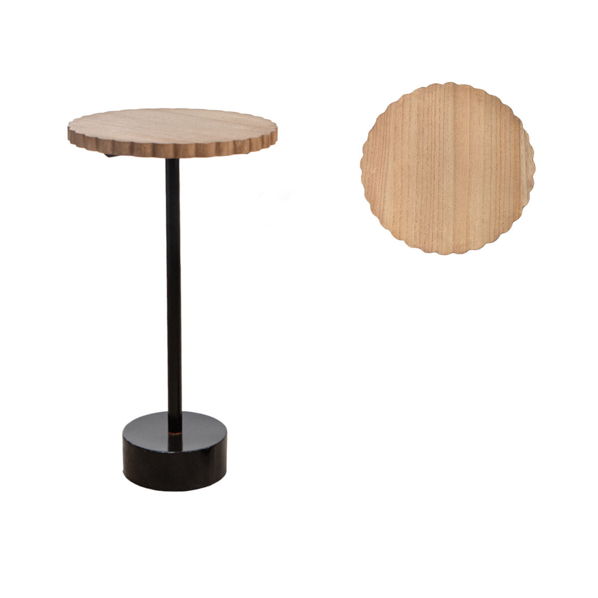 Side table Romimex Black Natural Metal MDF Wood 38 x 66 x 38 cm-1