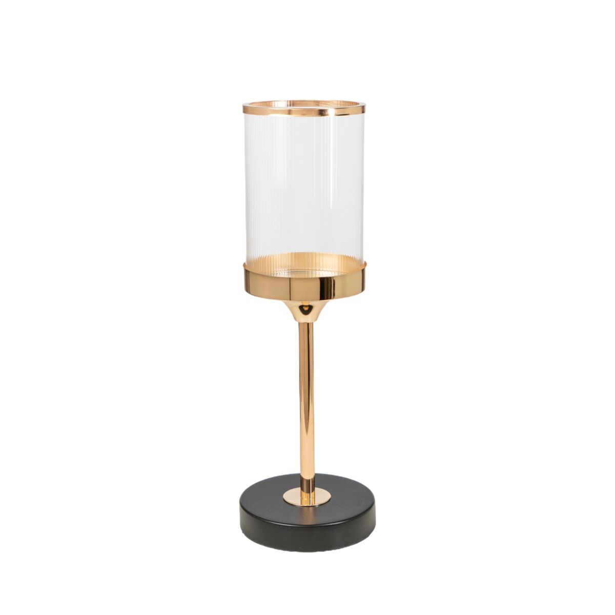 Candleholder Romimex Golden Metal Glass 10 x 37 x 10 cm-0