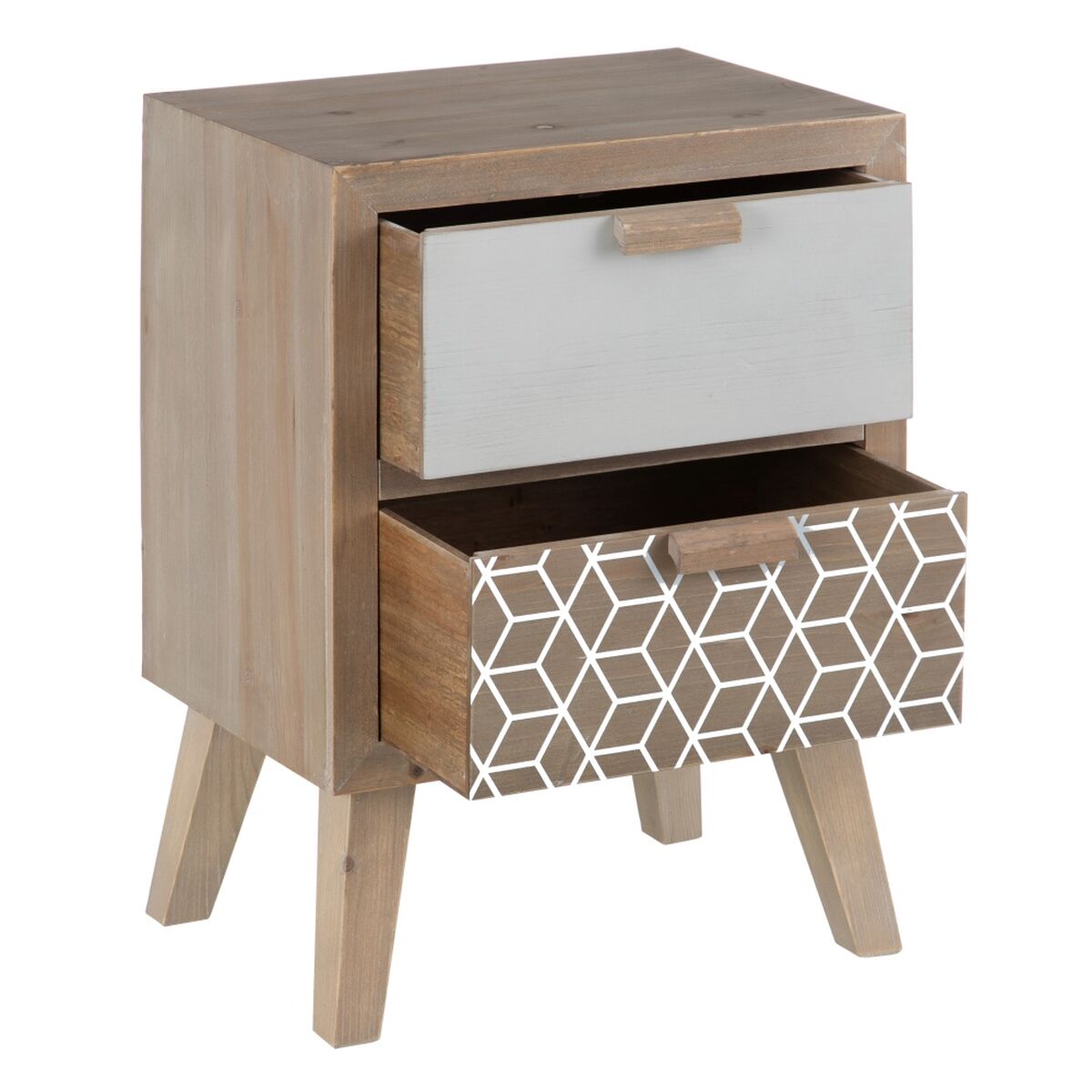 Nightstand KENSY 40 x 30 x 55 cm Natural Wood White-0