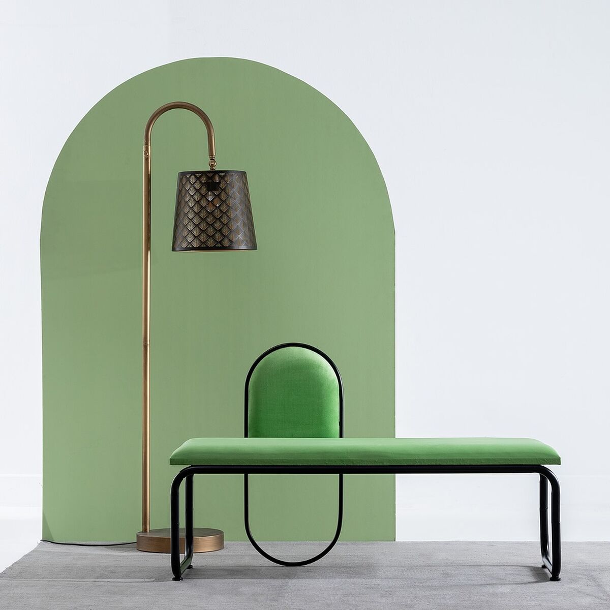 Bench 110 x 40 x 68 cm Synthetic Fabric Metal Green-8