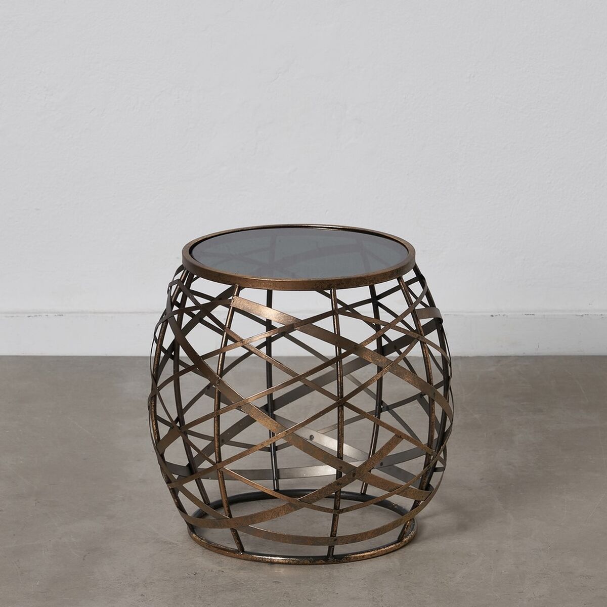 Side table 42 x 42 x 40 cm Crystal Grey Golden Metal-0