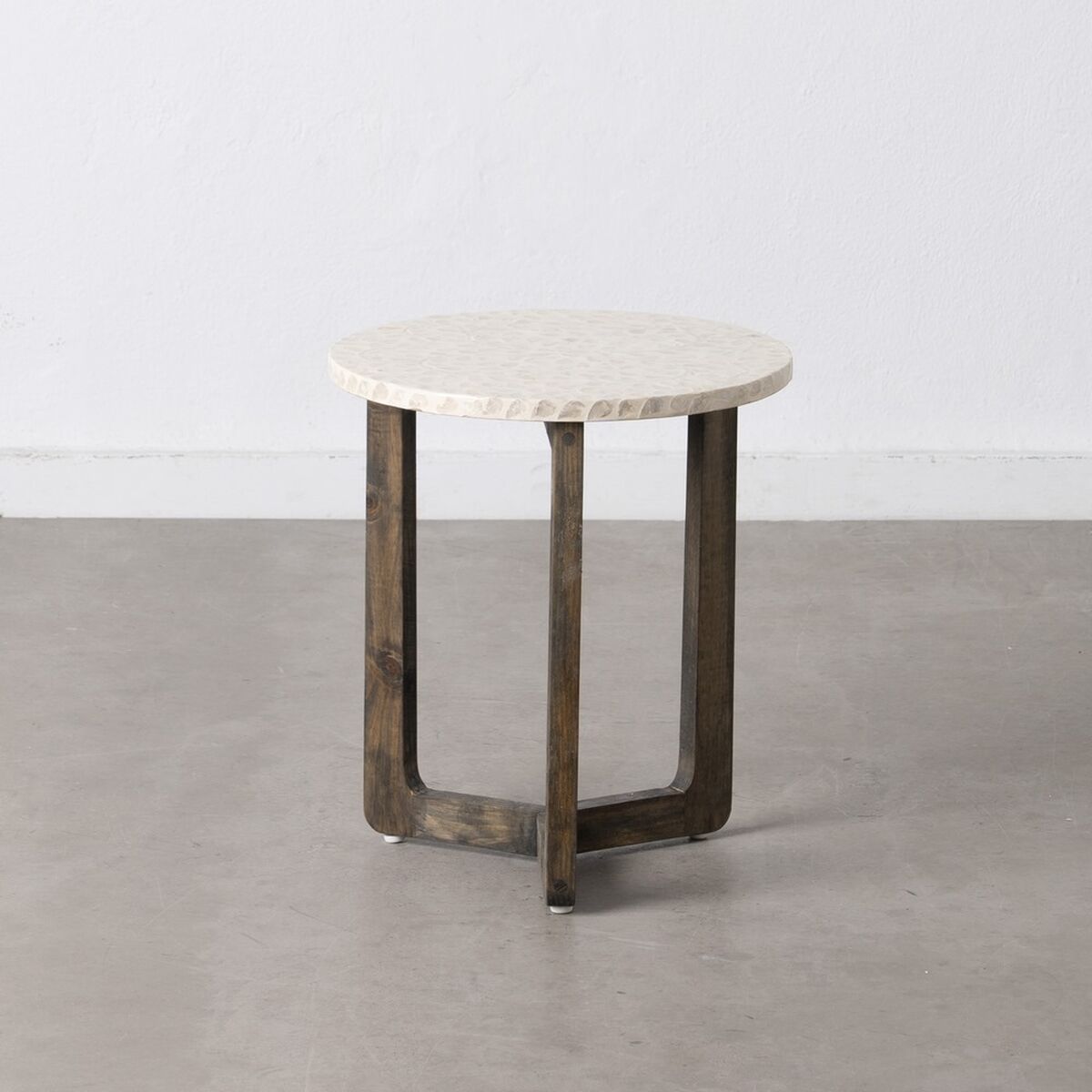 Side table Beige Brown Mother of pearl 40 x 40 x 45 cm MDF Wood-6