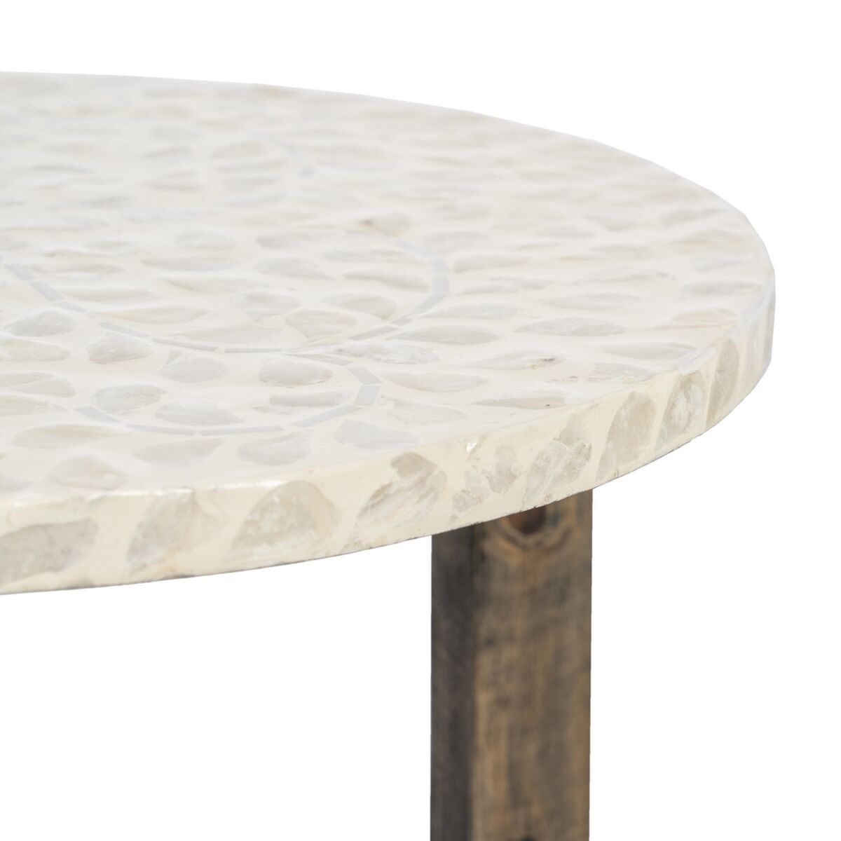 Side table Beige Brown Mother of pearl 40 x 40 x 45 cm MDF Wood-5