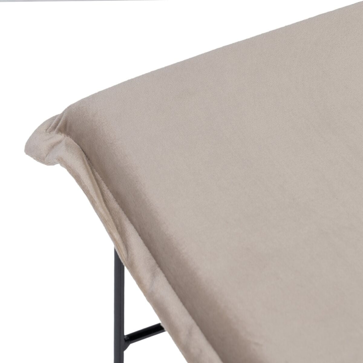 Pouffe Synthetic Fabric Beige Metal 40 x 40 x 35 cm-4