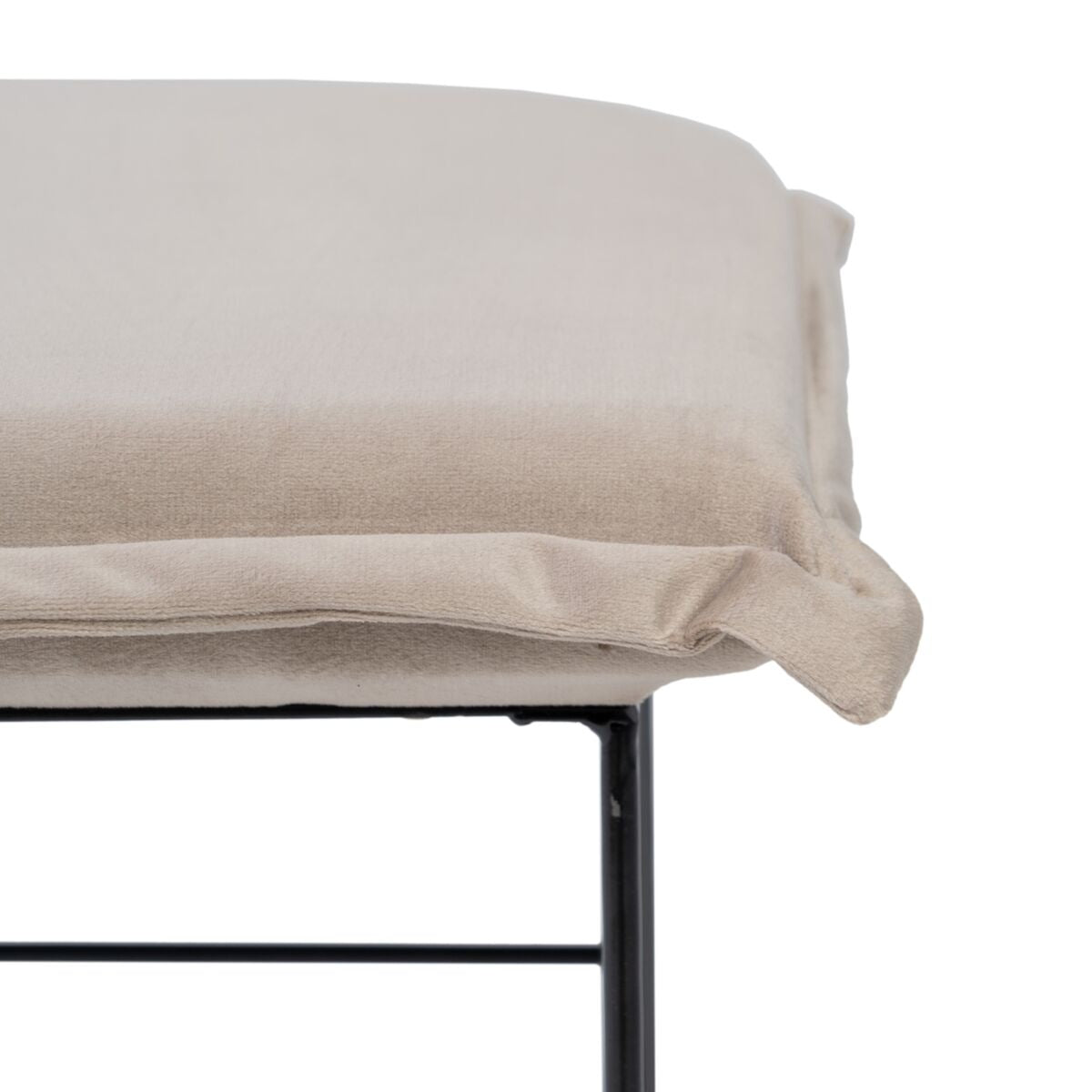 Pouffe Synthetic Fabric Beige Metal 40 x 40 x 35 cm-3