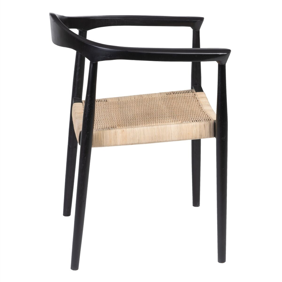 Dining Chair Black Natural Rattan Teak 59 x 58 x 76,5 cm-9