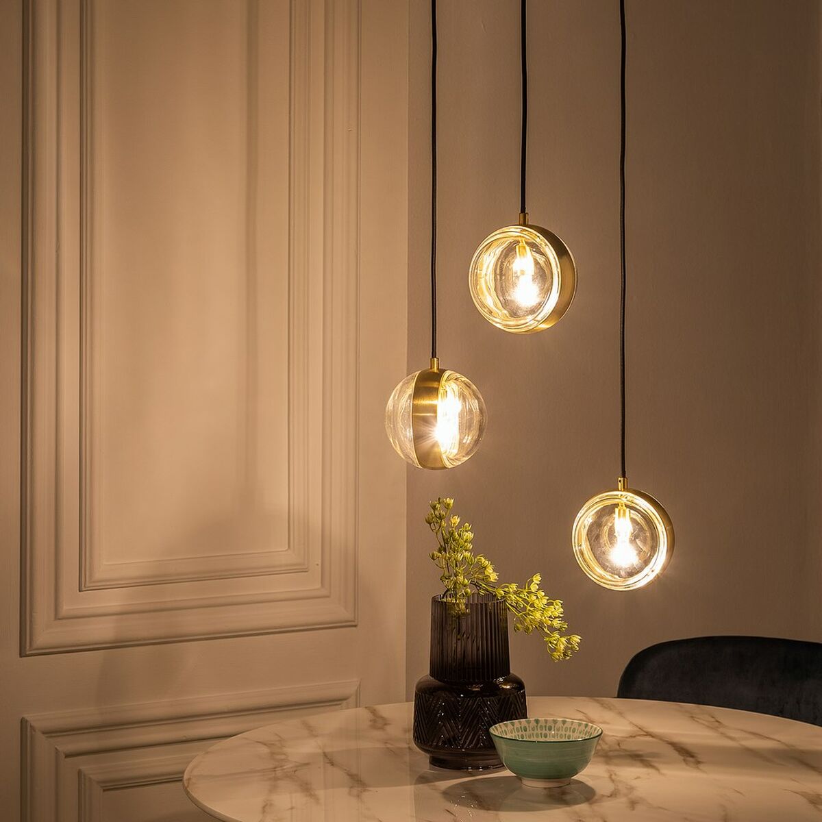 Ceiling Light 15 x 15 x 120 cm Crystal Golden Iron Ø 15 cm-4