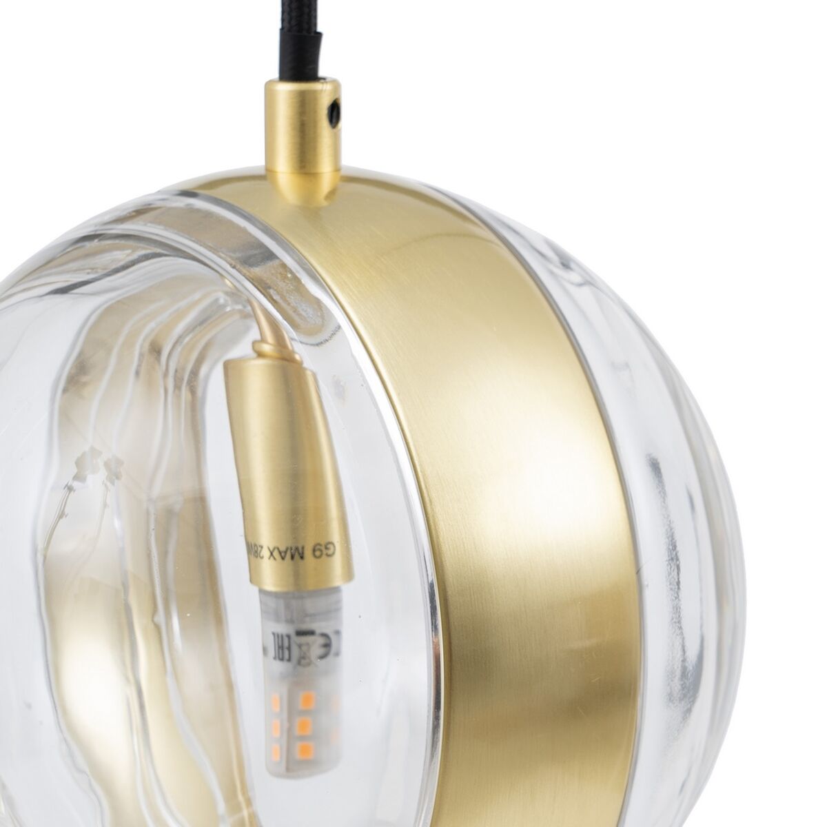 Ceiling Light 15 x 15 x 120 cm Crystal Golden Iron Ø 15 cm-2