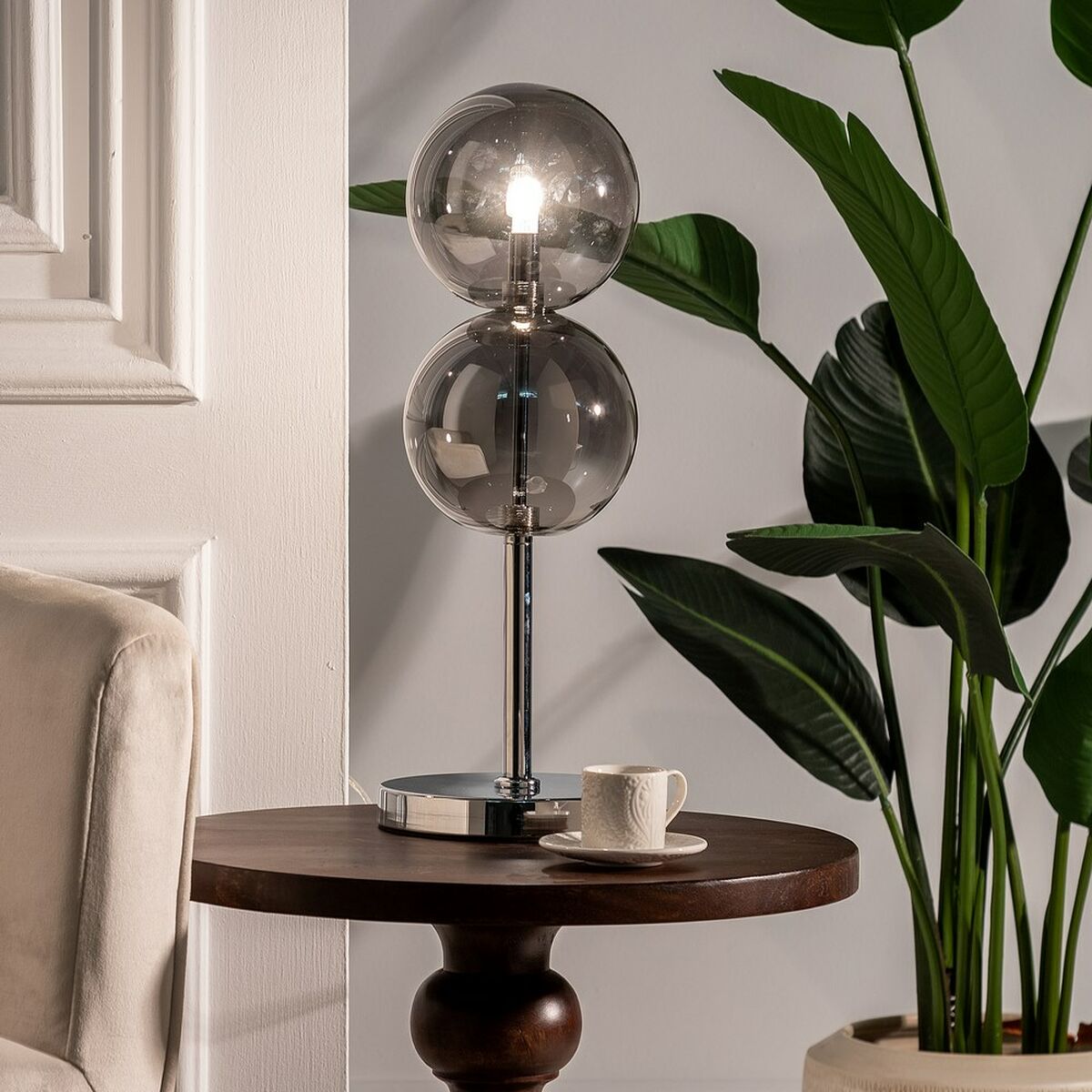 Desk lamp Silver Crystal Iron Hierro/Cristal 28 W 220 V 240 V 220 -240 V 15 x 15 x 48 cm-4