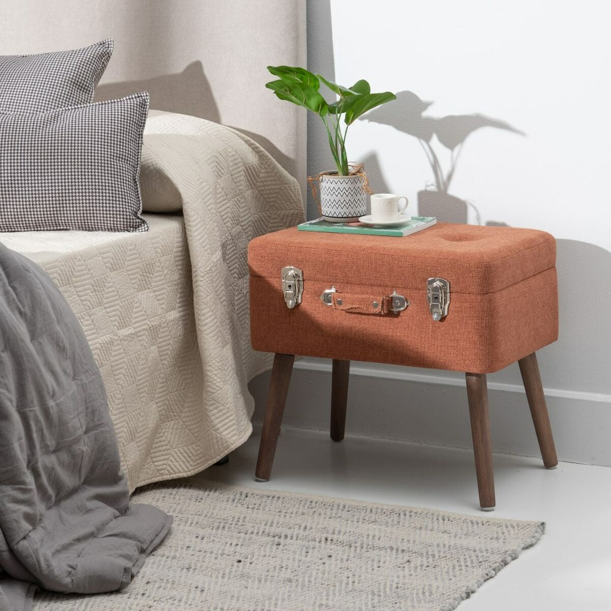 Chest 50 x 35 x 45 cm Synthetic Fabric Wood-7