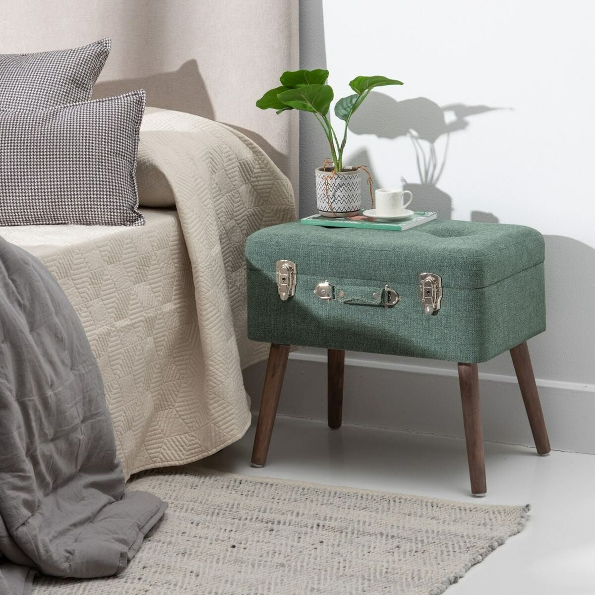 Chest 50 x 35 x 45 cm Synthetic Fabric Wood-7