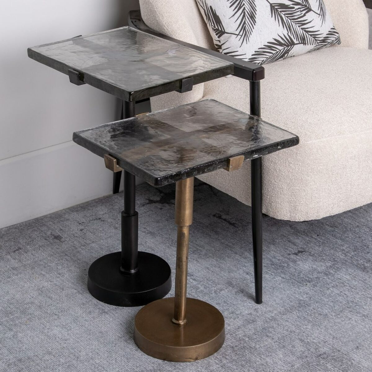 Side table 41 x 32 x 59 cm Crystal Black Metal-6
