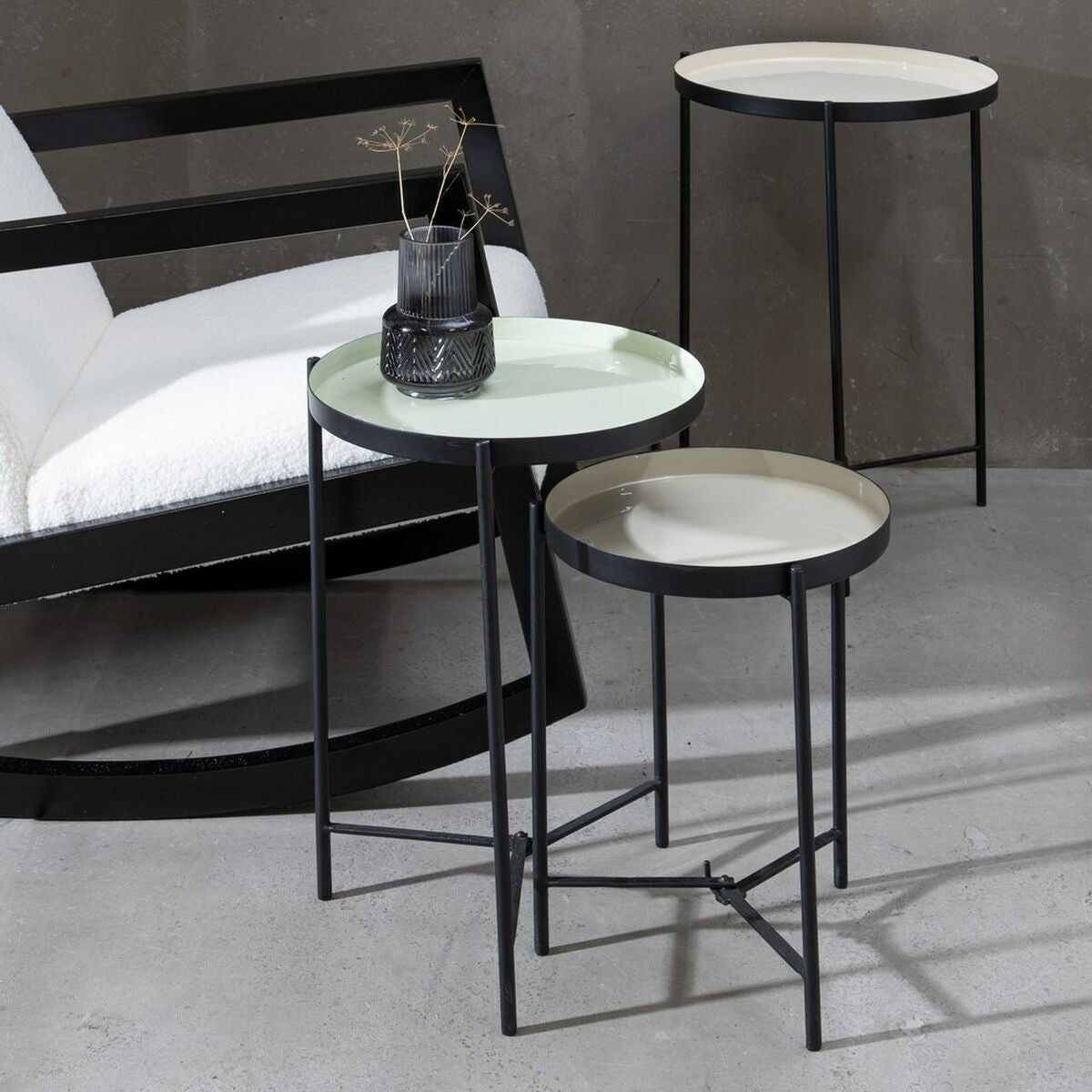 Side table 35,5 x 35,5 x 50,5 cm Black Green Iron-8