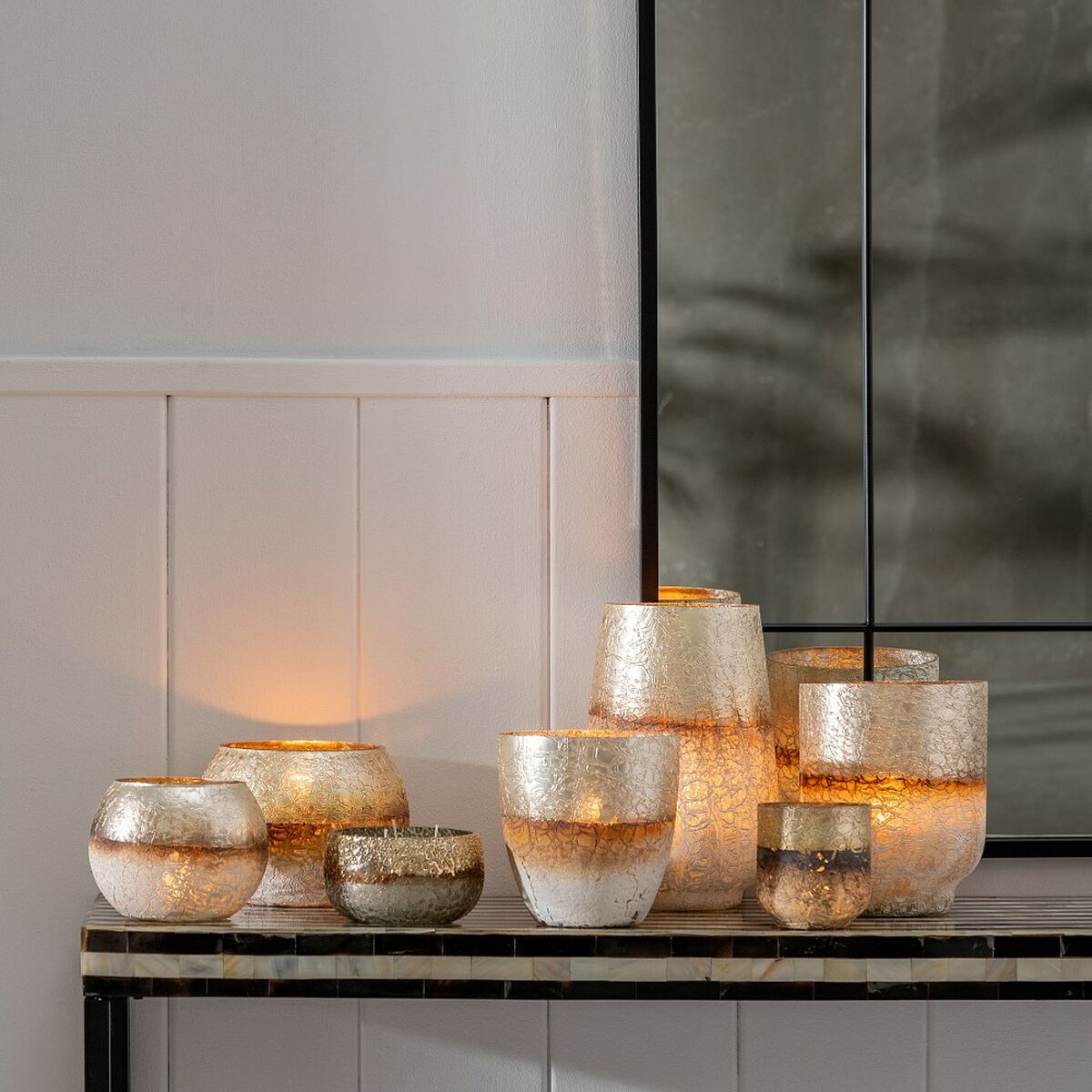 Candleholder Crystal Grey 15 x 15 x 11 cm White-1