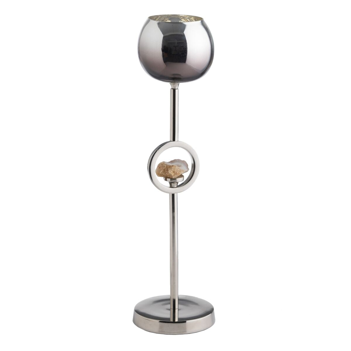 Candleholder Silver Aluminium Crystal 11 x 11 x 44 cm-0