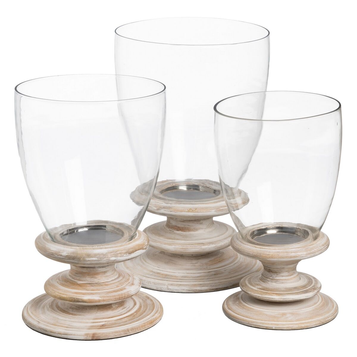 Candleholder White Wood Crystal 28 x 28 x 43 cm-6