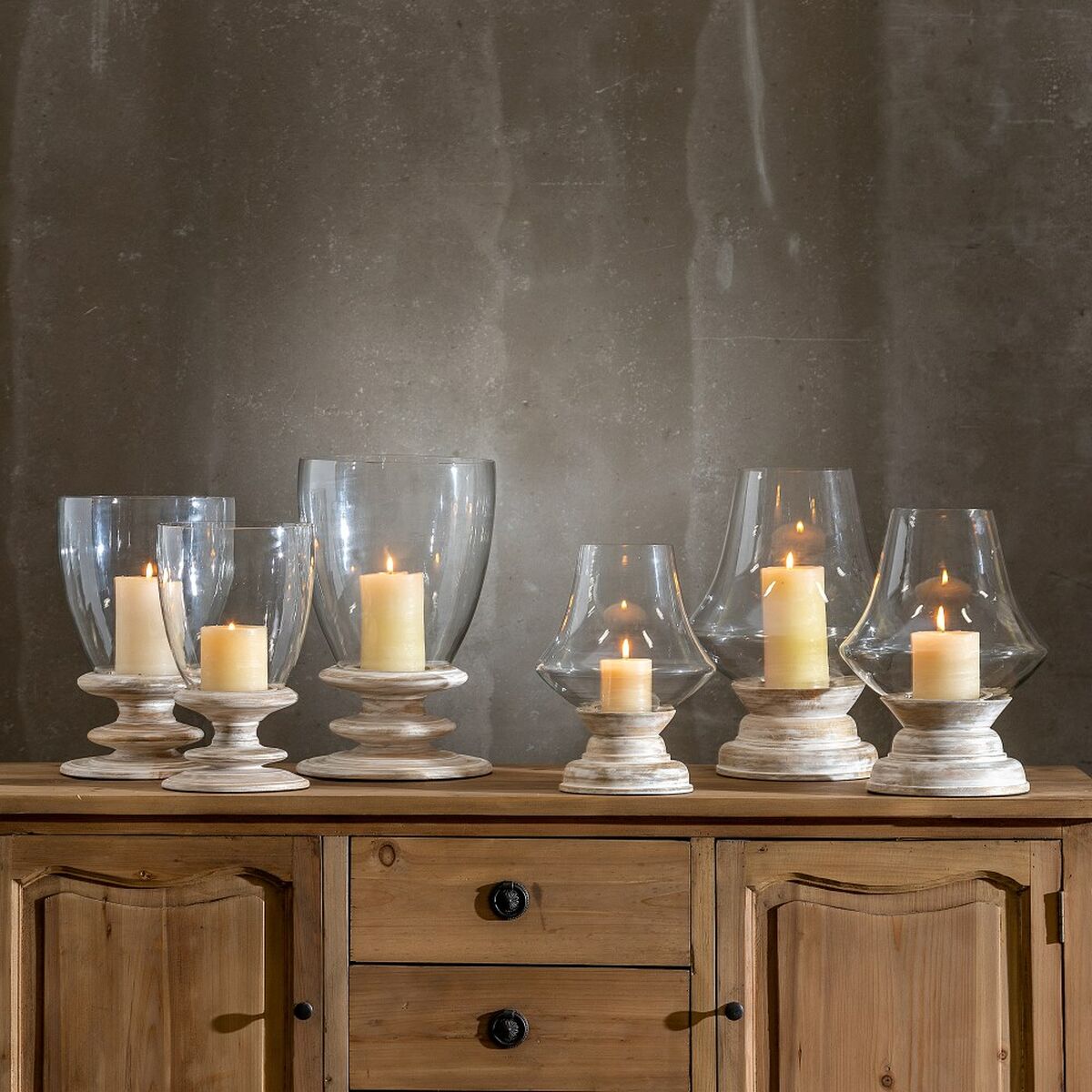 Candleholder White Wood Crystal 28 x 28 x 43 cm-1