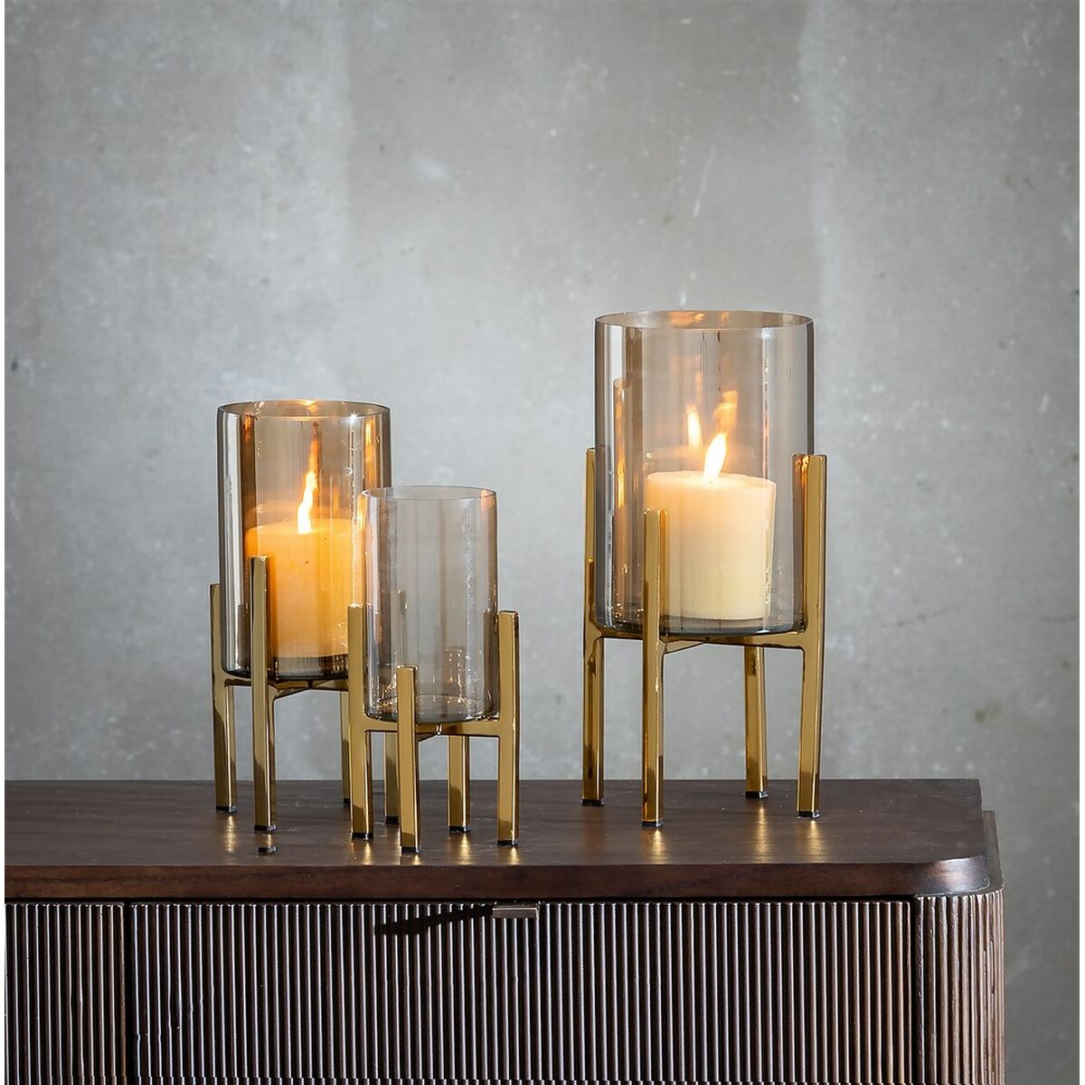 Candleholder Golden Crystal Steel 10 x 10 x 18 cm-1