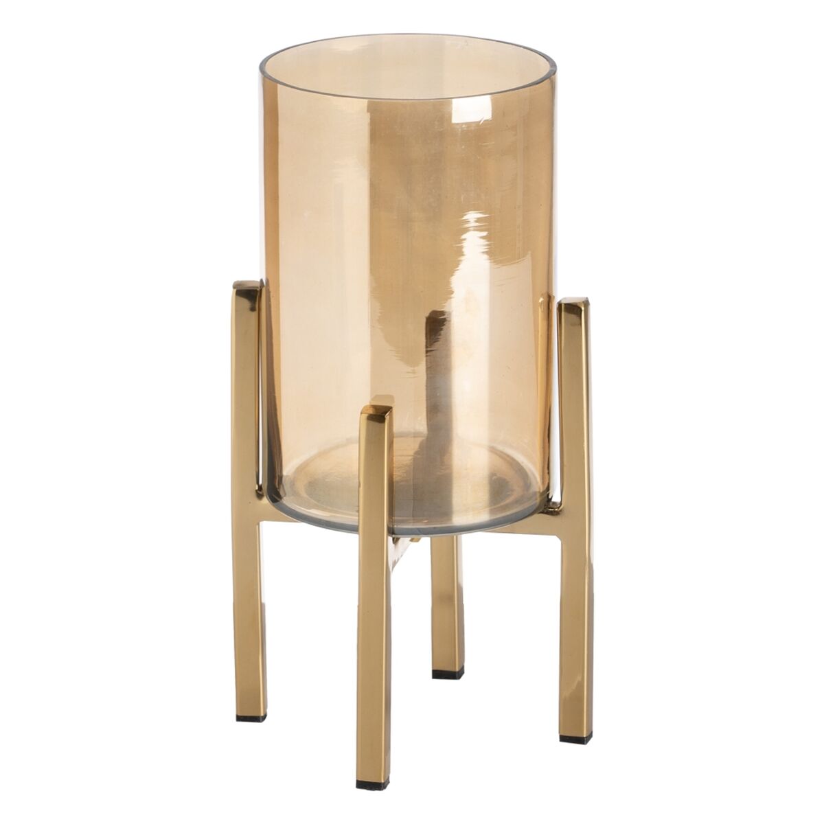 Candleholder Golden Crystal Steel 12 x 12 x 23 cm-0