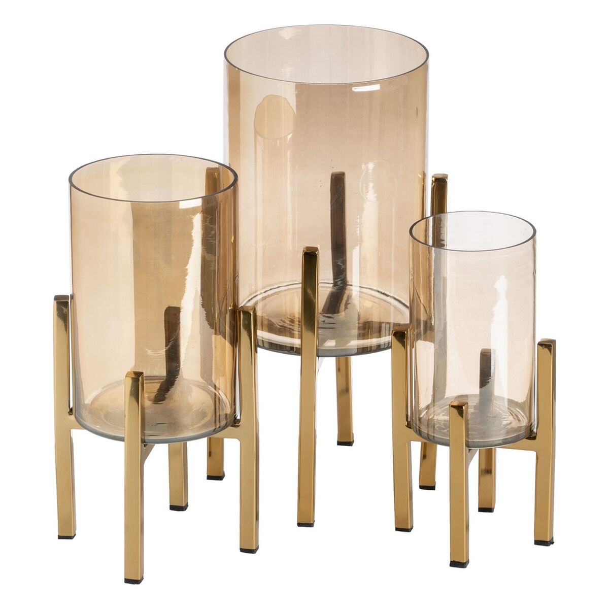 Candleholder Golden Crystal Steel 12 x 12 x 23 cm-6