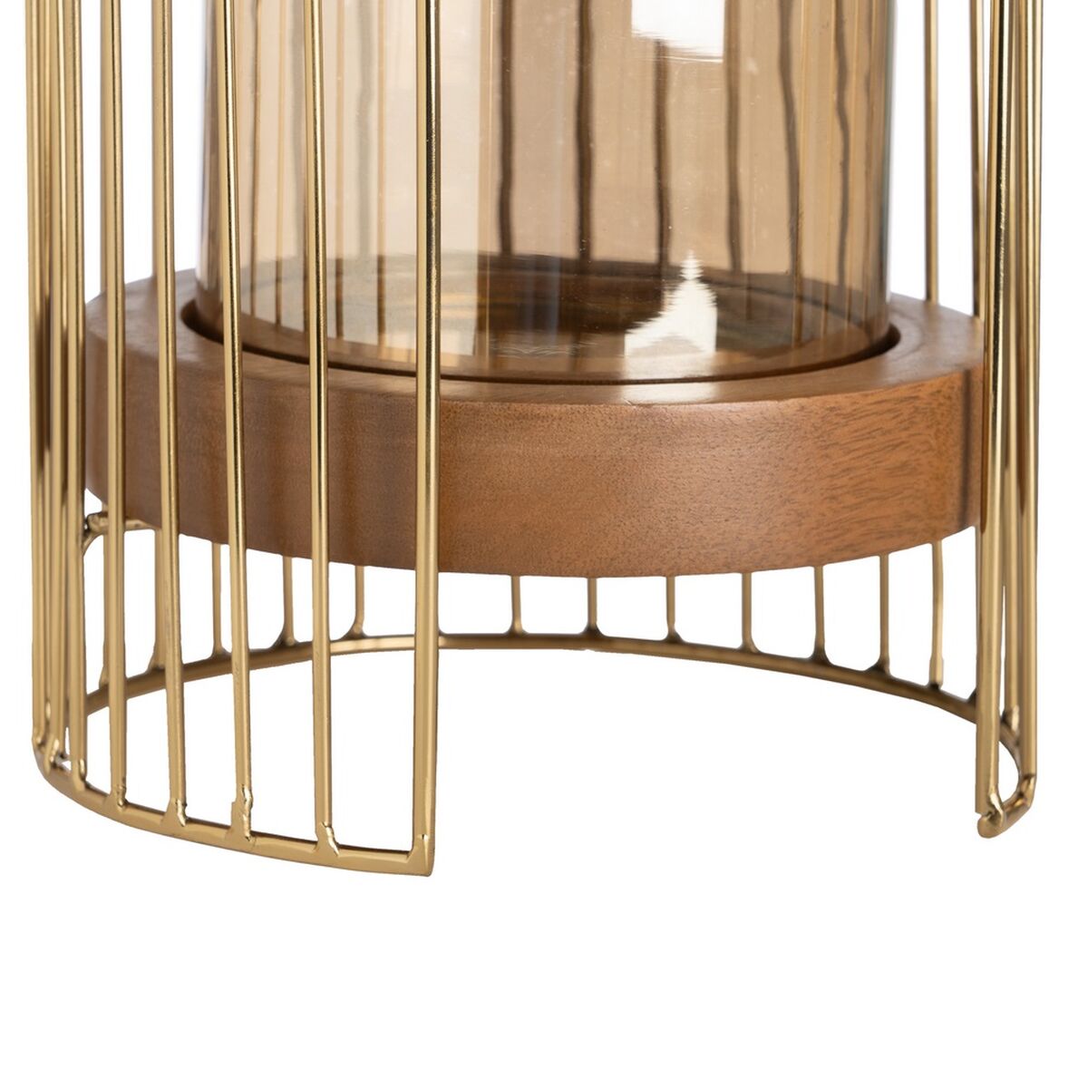 Candleholder Brown Golden Wood Crystal Steel 18 x 18 x 25 cm-3