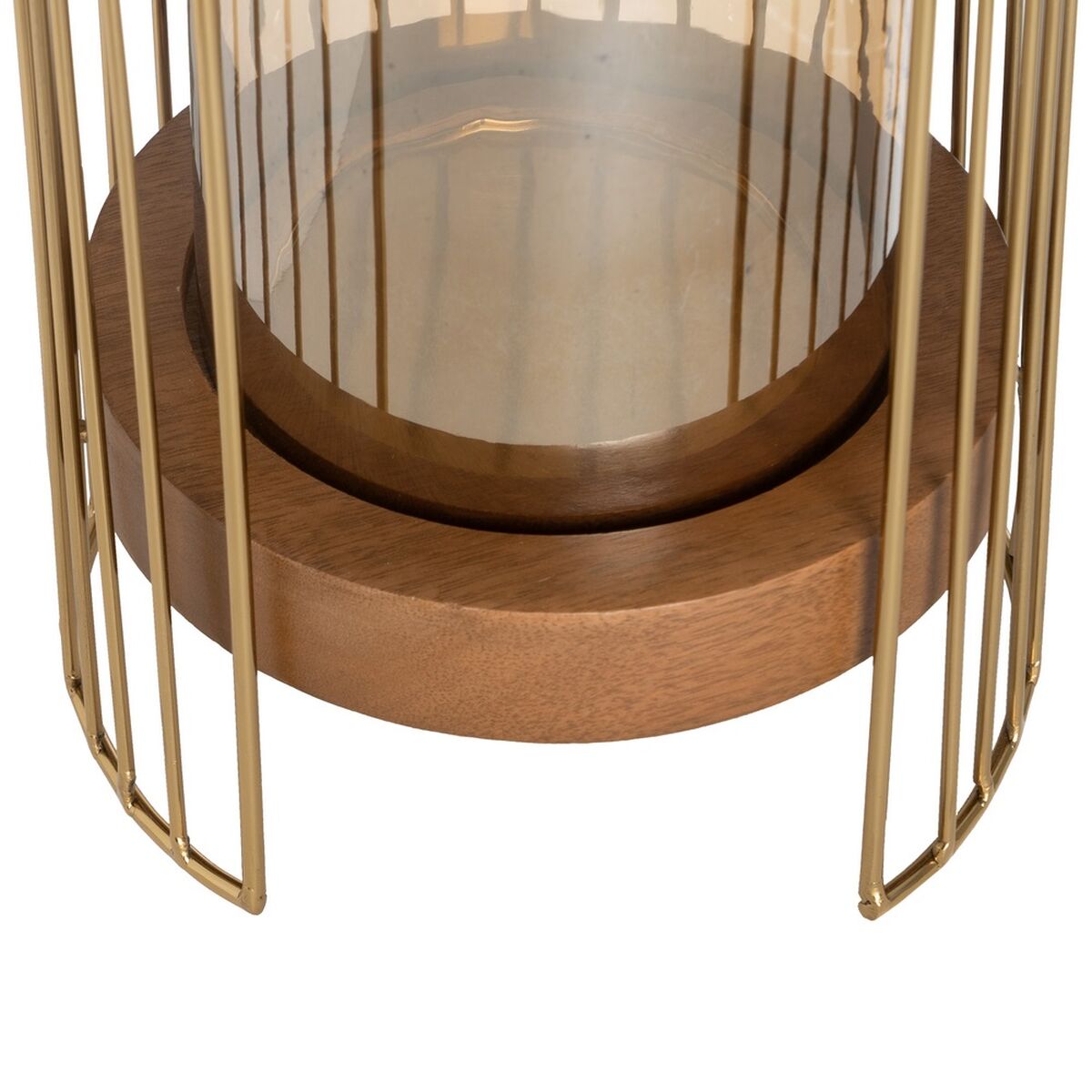 Candleholder Brown Golden Wood Crystal Steel 18 x 18 x 25 cm-2