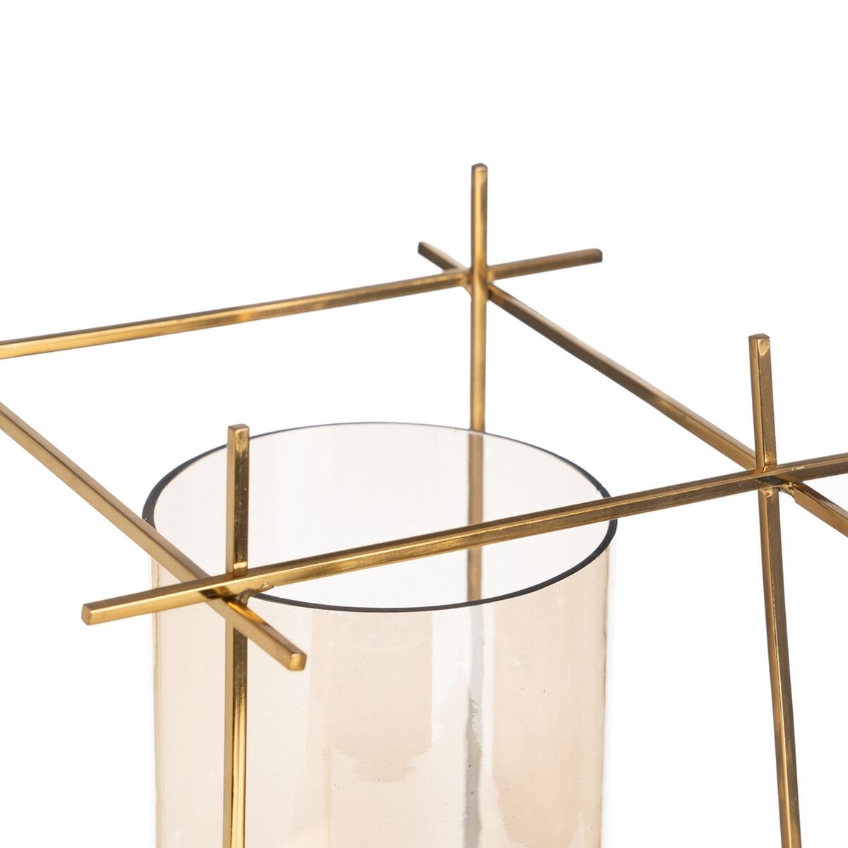 Candleholder Brown Golden Wood Crystal Steel 24 x 24 x 26 cm-4