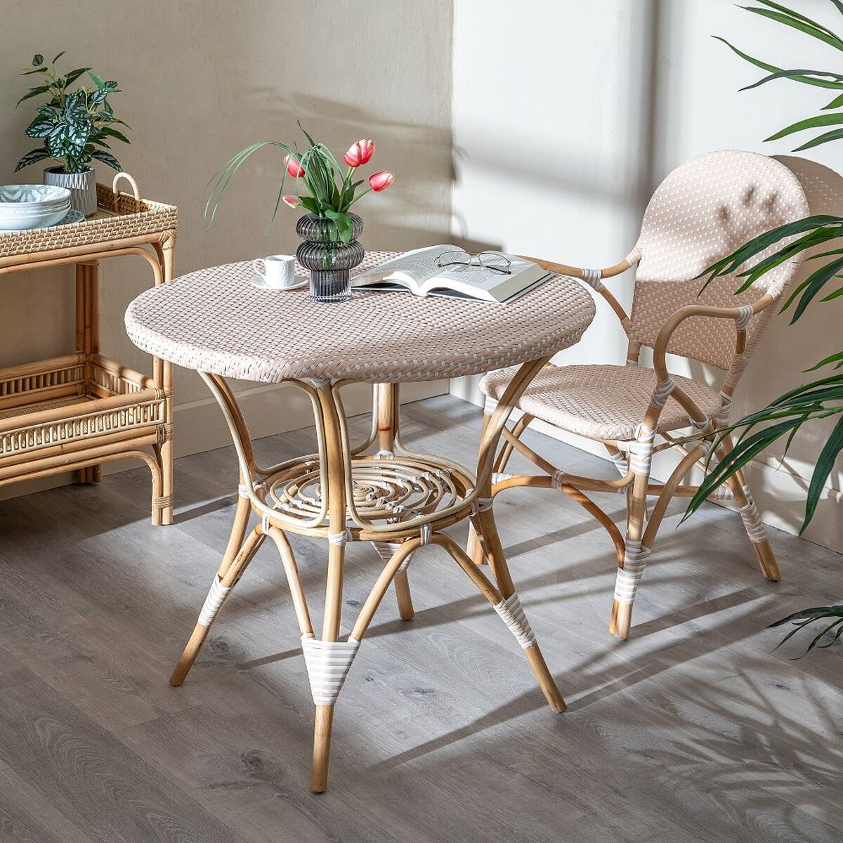 Side table 81 x 81 x 76,5 cm Natural Beige Rattan-8