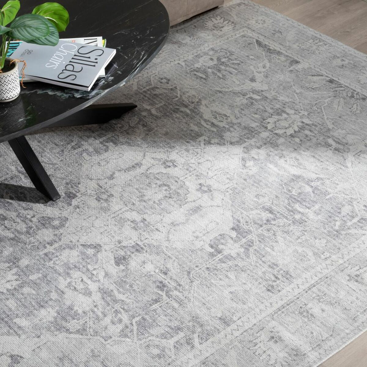 Carpet 80 x 150 cm Grey Polyester Cotton-4