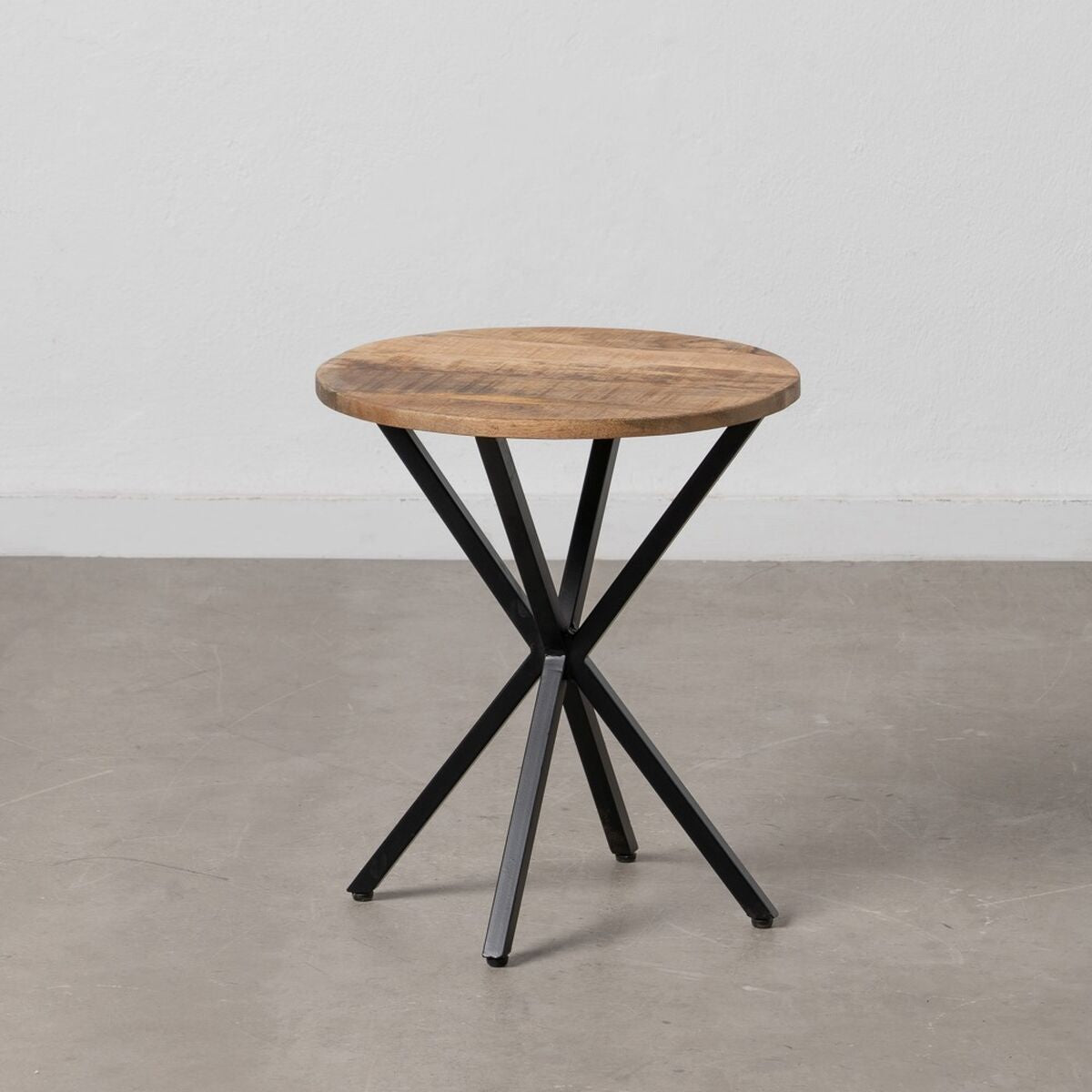 Side table Black Natural Wood Metal Iron wood and metal Mango wood 43 x 43 x 49 cm-0