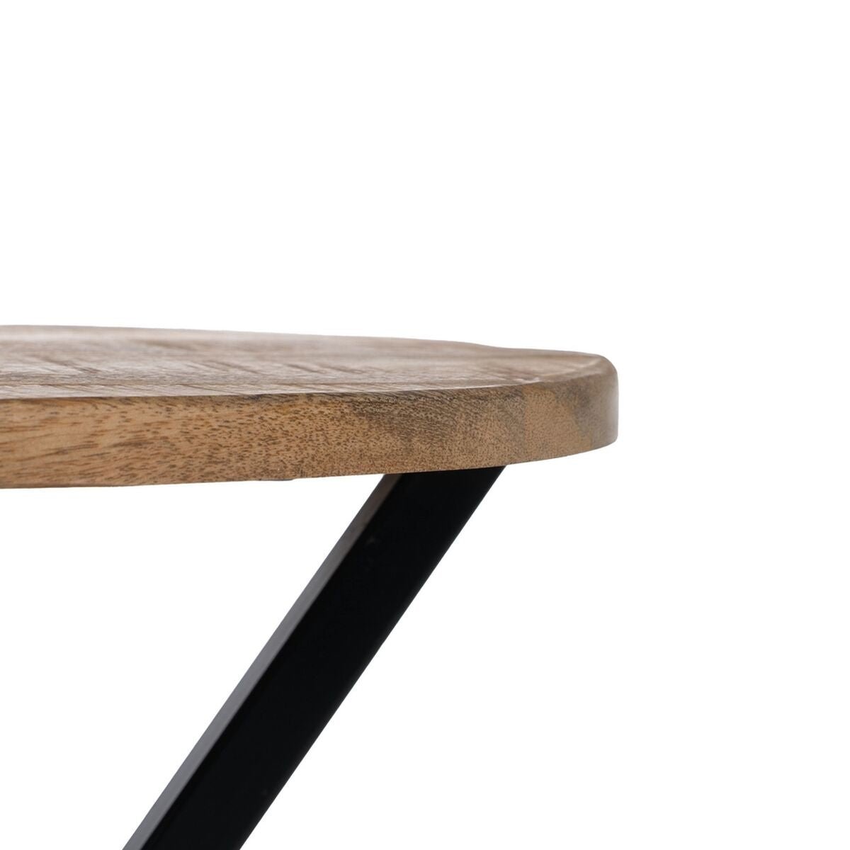 Side table Black Natural Wood Metal Iron wood and metal Mango wood 43 x 43 x 49 cm-4