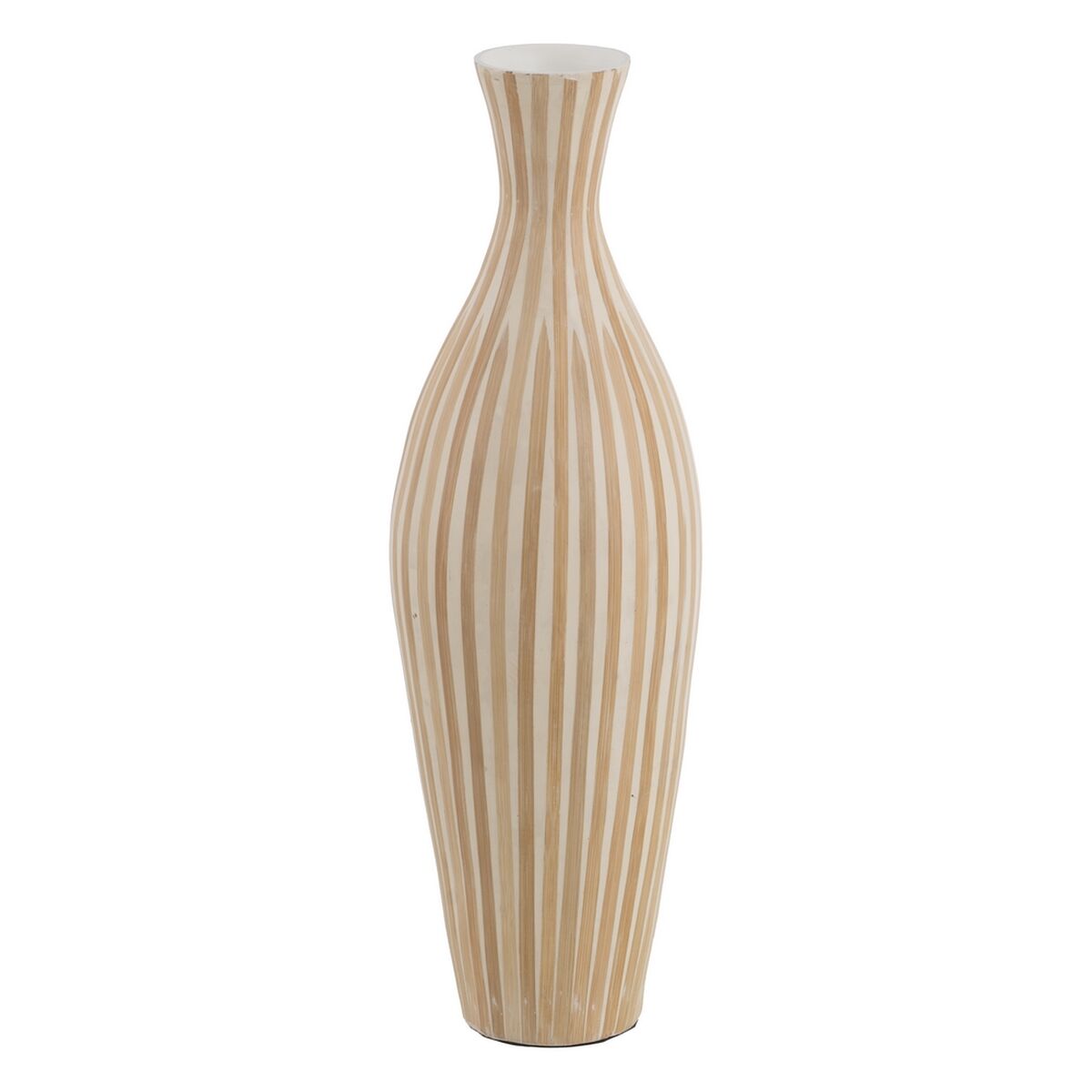 Vase White Beige Bamboo 20 x 20 x 64 cm-0