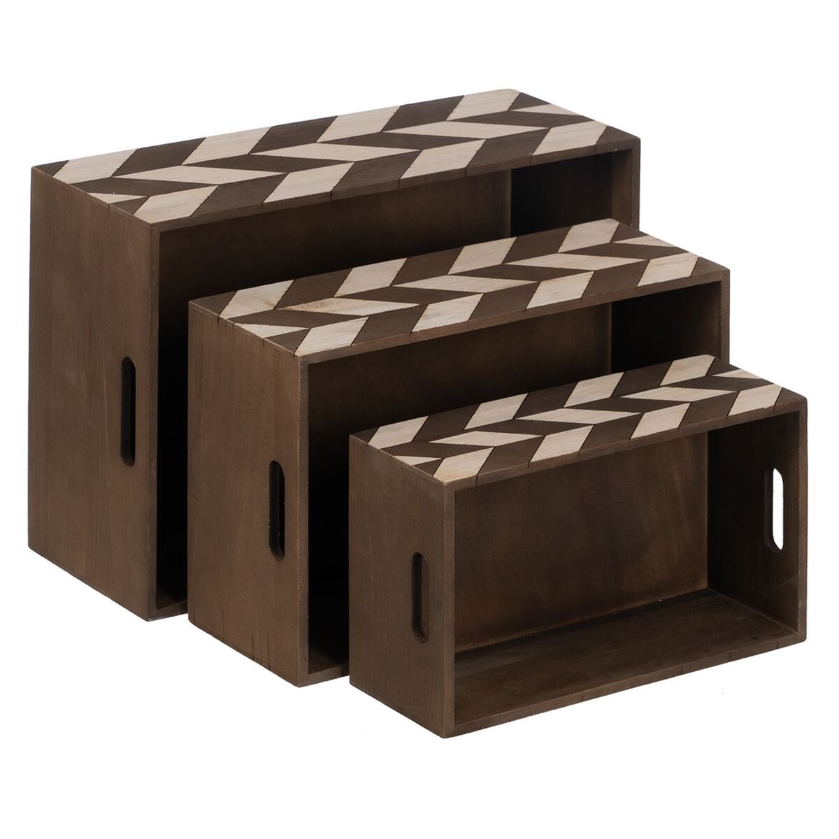 Set of decorative boxes Brown Natural Paolownia wood 44 x 31 x 18 cm (3 Pieces)-5