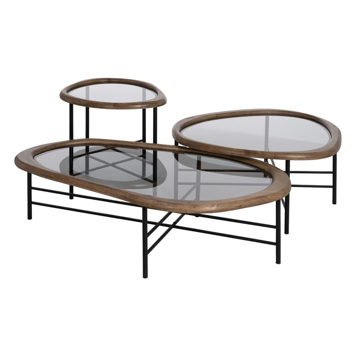 Centre Table Black Natural Crystal Iron Rubber wood 76 x 81 x 38 cm-4