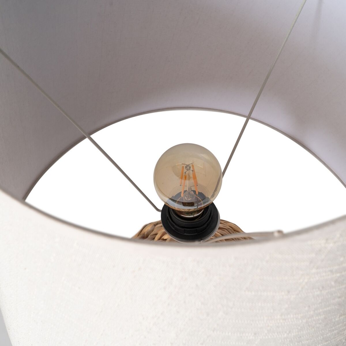 Desk lamp Cream Natural Linen Iron Natural Fibre 60 W 220-240 V 40 x 40 x 69,5 cm-3