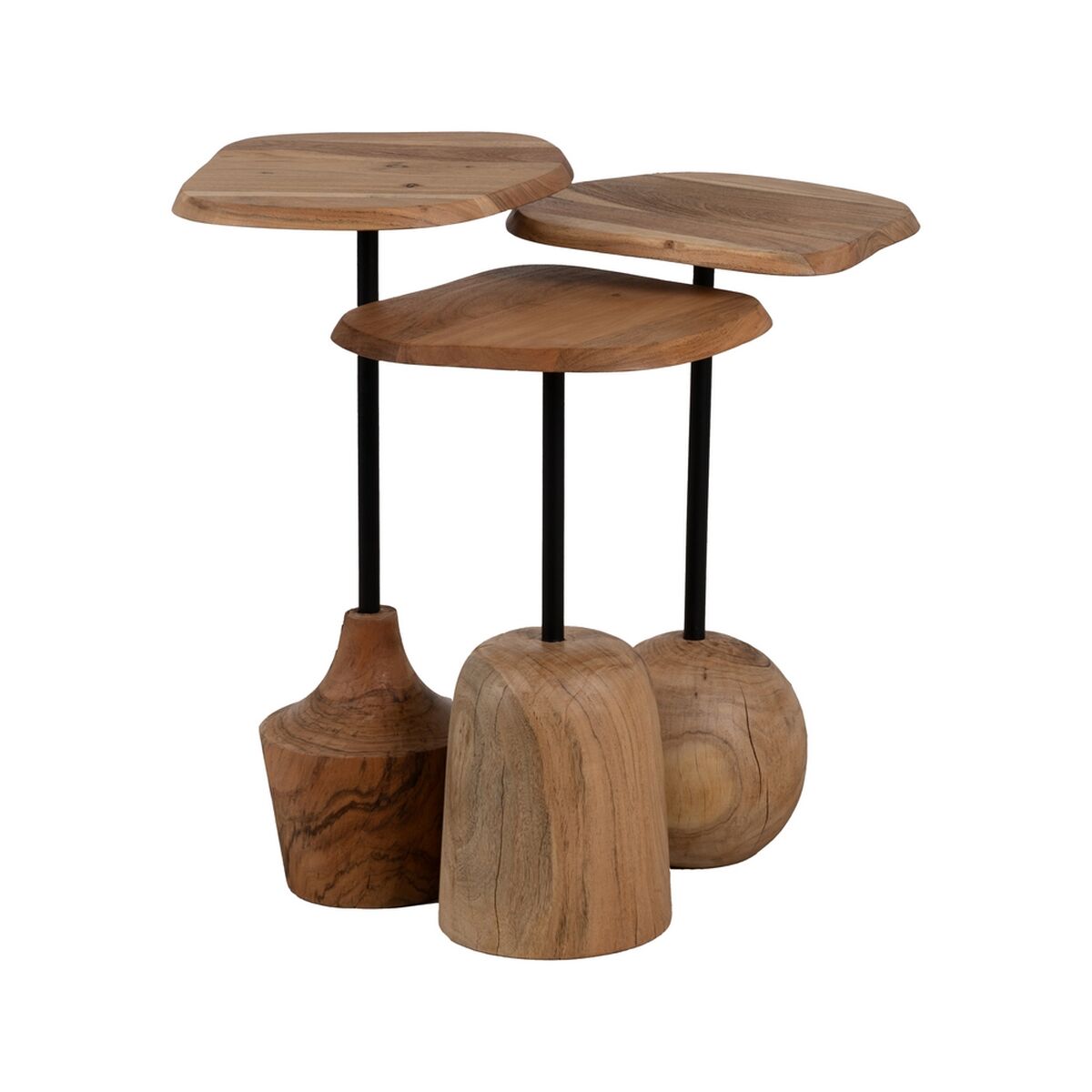 Side table Black Natural 35 x 35 x 65 cm-8