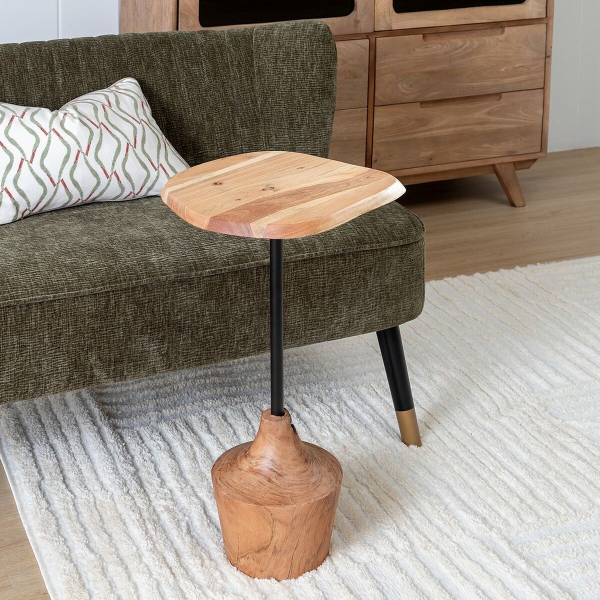 Side table Black Natural 35 x 35 x 65 cm-1