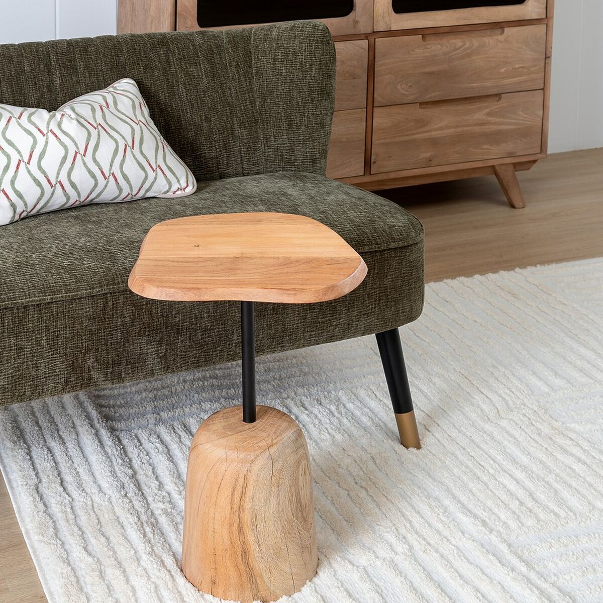Side table Black Natural 35 x 35 x 55 cm-1
