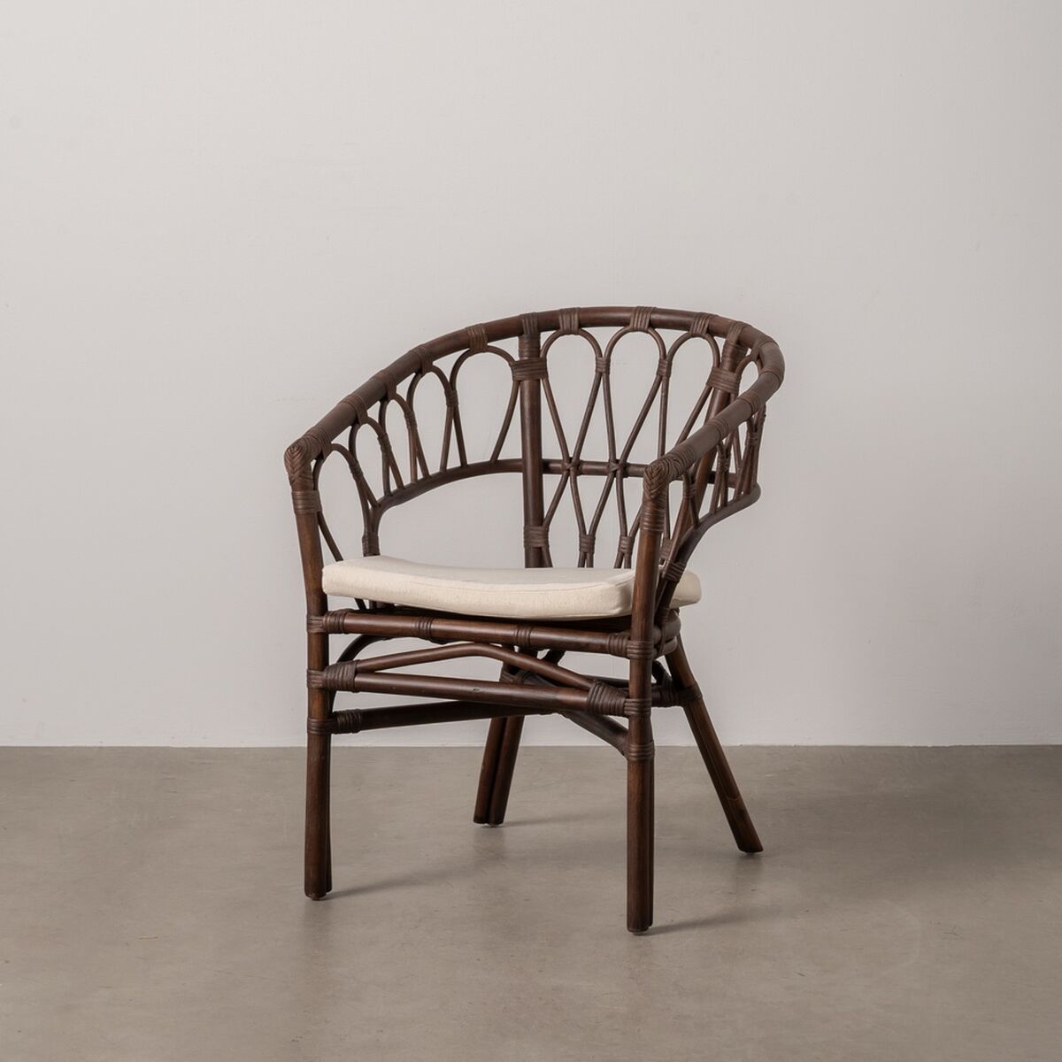 Dining Chair White Brown Rattan 58 x 59 x 78 cm-1