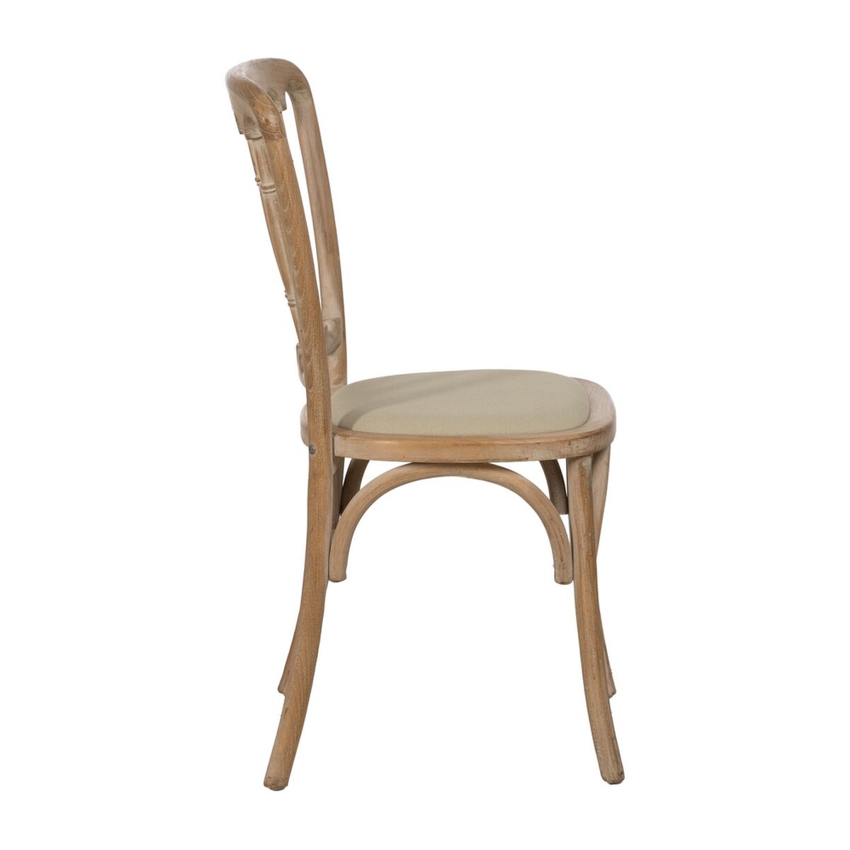 Dining Chair Beige Natural Rubber wood Cotton Polyester 45 x 46 x 92 cm-8