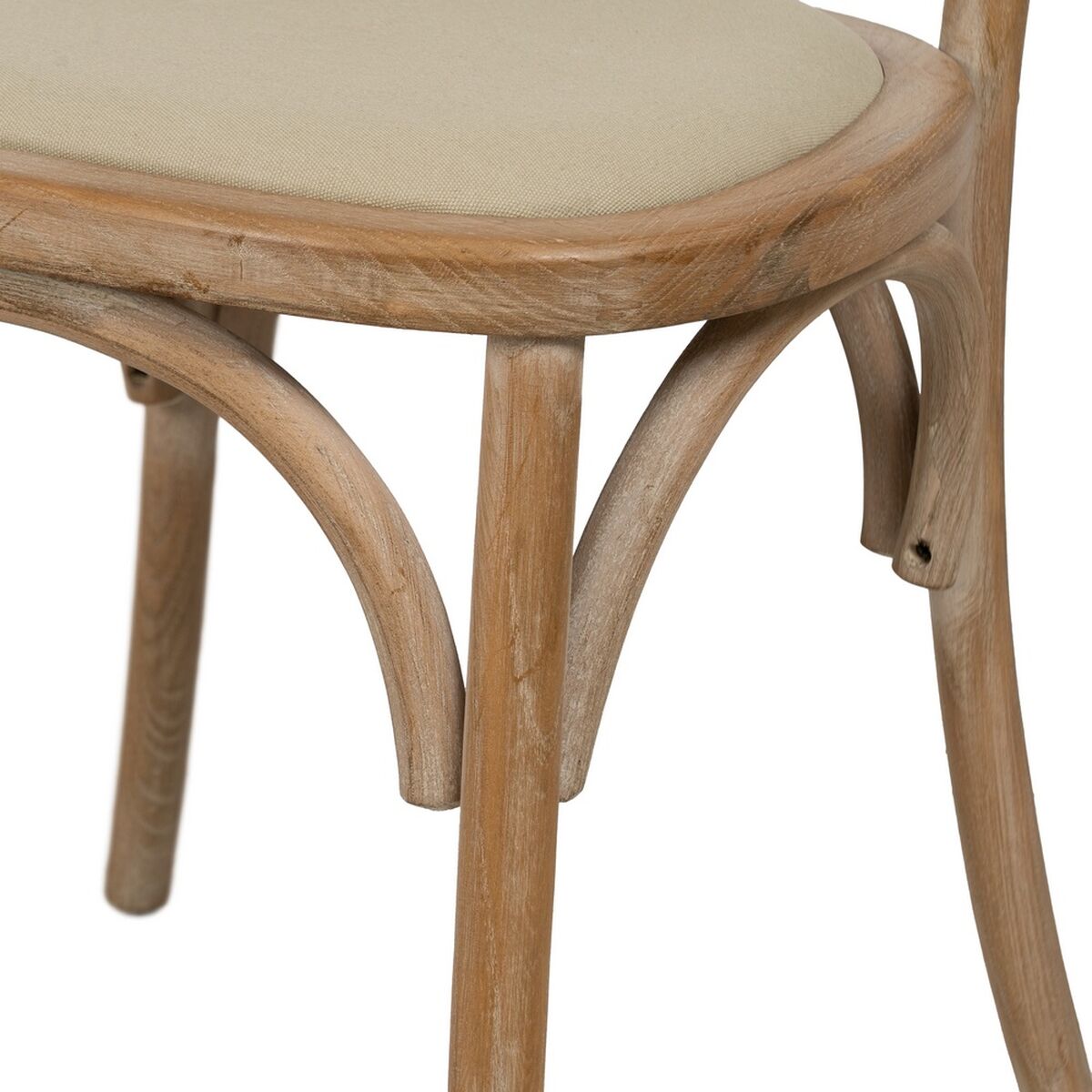 Dining Chair Beige Natural Rubber wood Cotton Polyester 45 x 46 x 92 cm-4