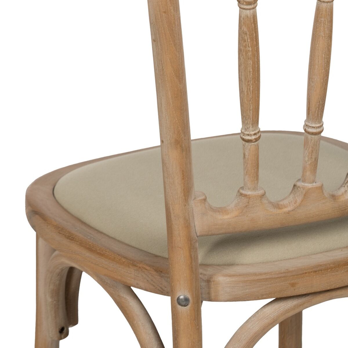 Dining Chair Beige Natural Rubber wood Cotton Polyester 45 x 46 x 92 cm-1