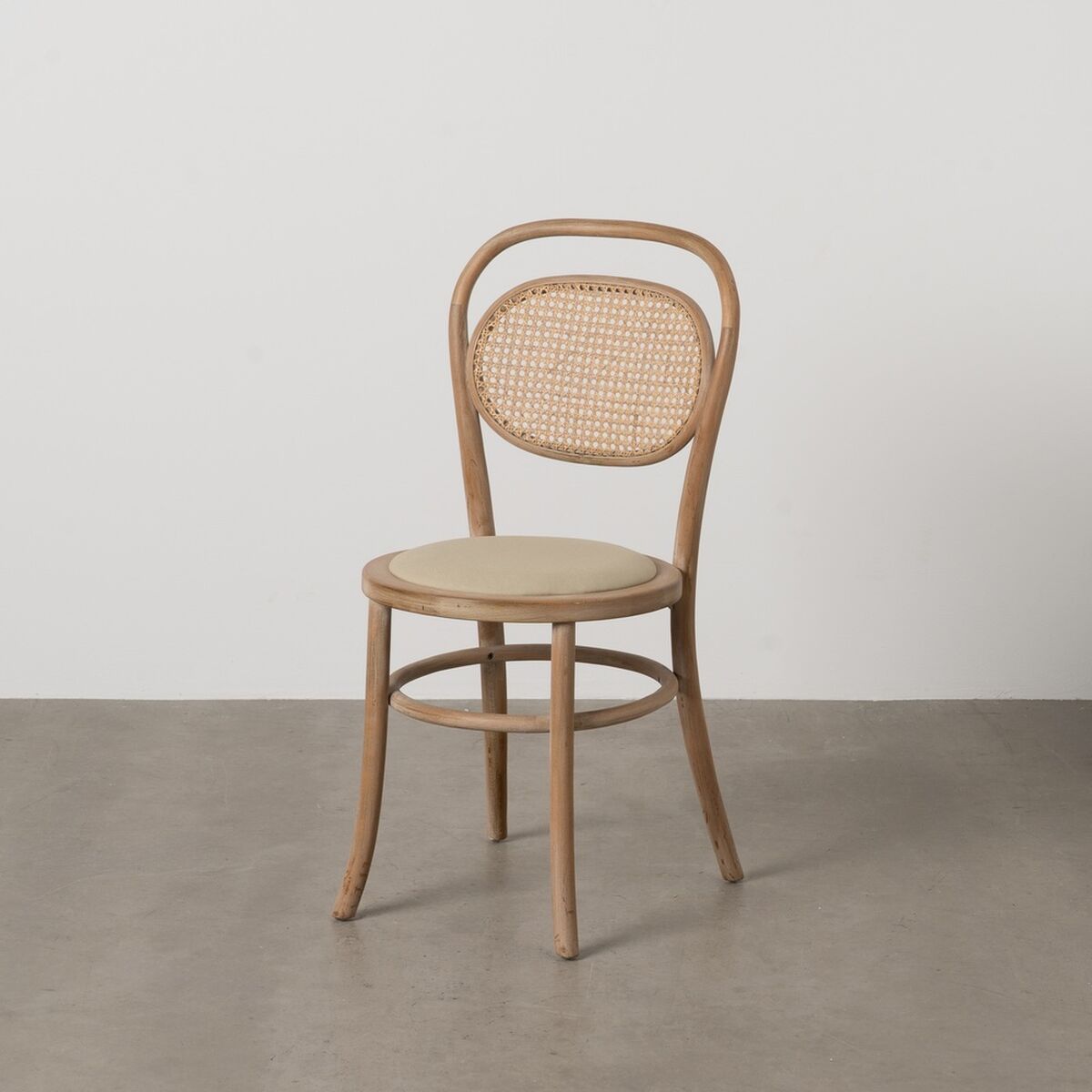 Dining Chair Beige Natural Rubber wood Cotton Polyester 41 x 41 x 89 cm-9