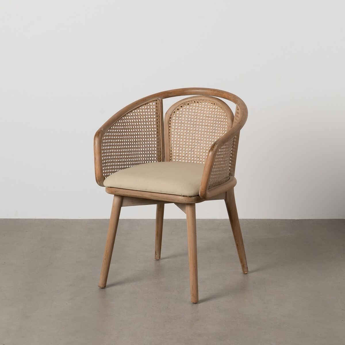 Dining Chair Beige Natural Rubber wood Cotton Polyester 59 x 47 x 81 cm-9