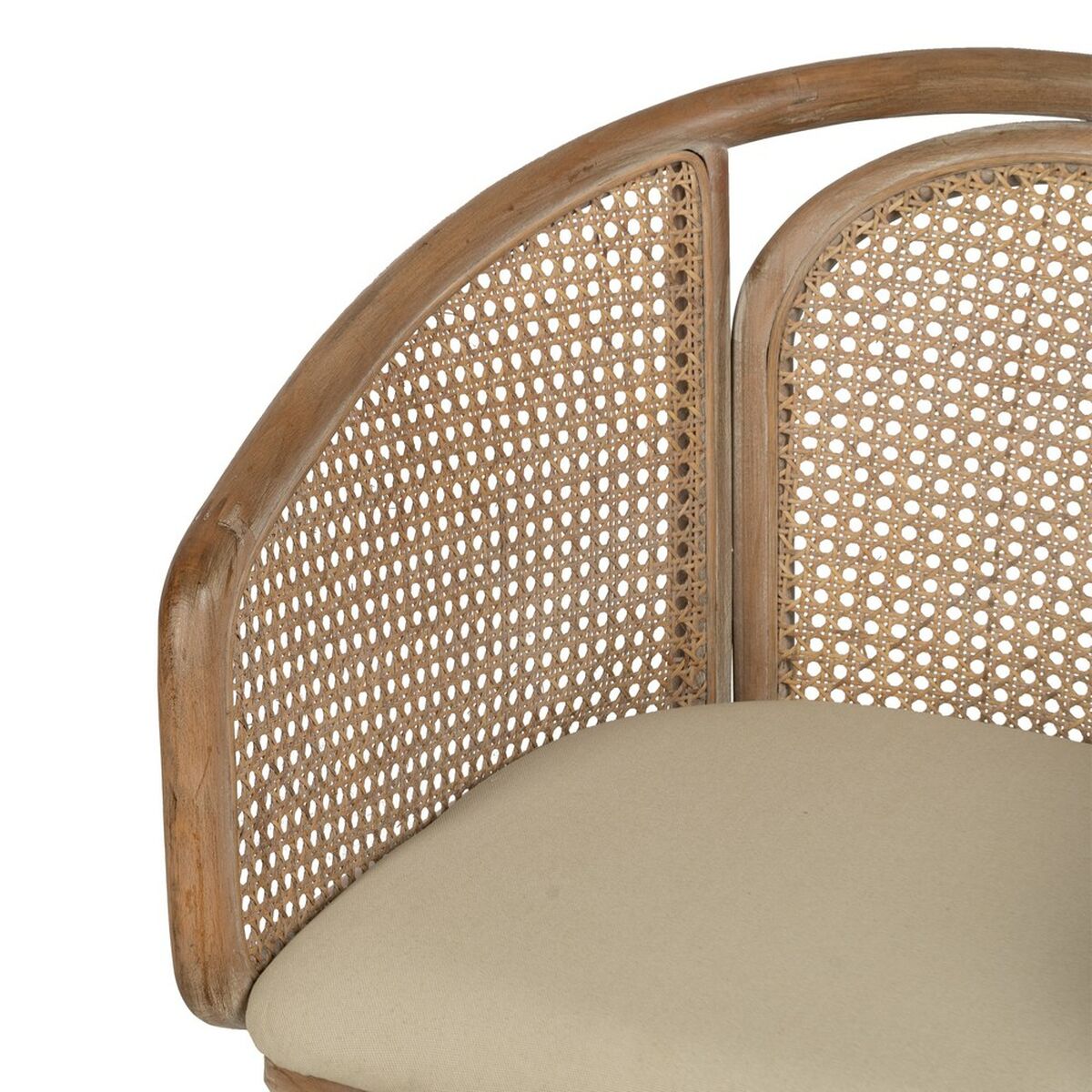 Dining Chair Beige Natural Rubber wood Cotton Polyester 59 x 47 x 81 cm-5