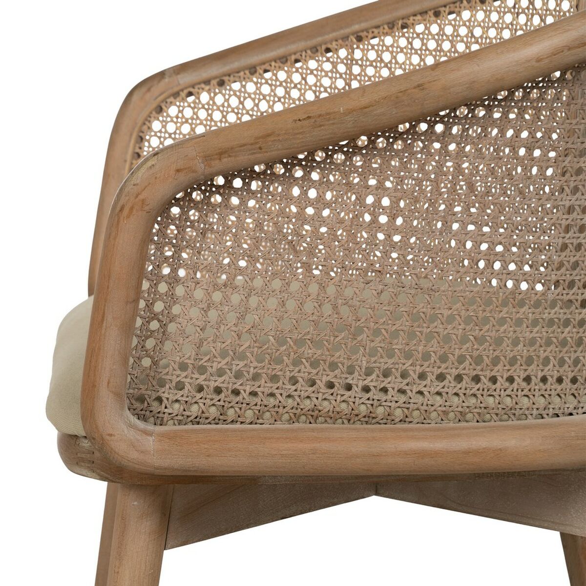 Dining Chair Beige Natural Rubber wood Cotton Polyester 59 x 47 x 81 cm-4